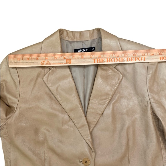Dkny minimalist tan buttery soft leather blazer jacket - Picture 7 of 9